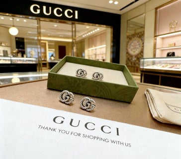 Gucci GG Twisted Knot Silver Stud Earrings