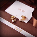Dior Script Pearl Crystal Drop Earrings