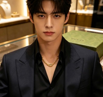 Gucci GG Double Ring Link Gold Chain Necklace