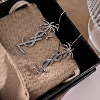 YSL Cassandre Palm Tree Drop Earrings