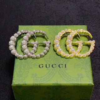 Gucci GG Crystal Double Loop Brooch Pin