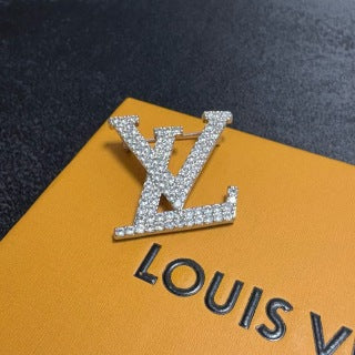Louis Vuitton Diamond Monogram Logo Brooch