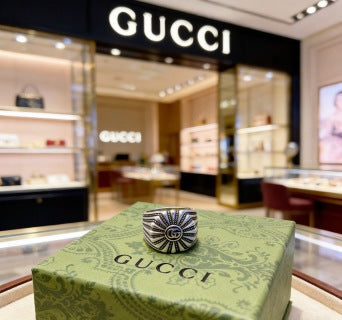 Gucci GG Sunburst Engraved Silver Ring