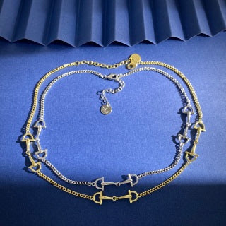 Gucci Equestrian Horsebit Double Layer Chain Necklace