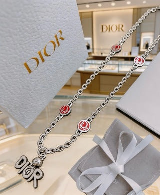 Dior Oblique Medallion Charm Link Necklace