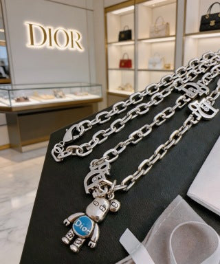 Dior Oblique Teddy Charm Link Necklace