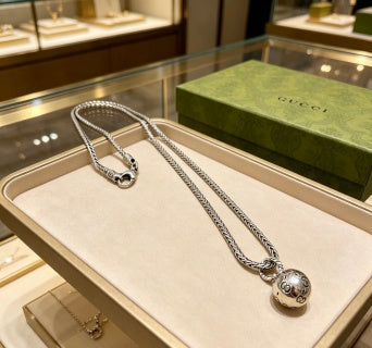 Gucci GG Sphere Charm Silver Chain Necklace