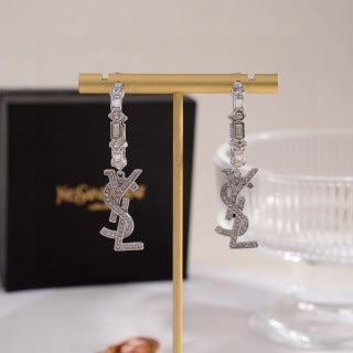 YSL Cassandre Crystal Hoop Earrings