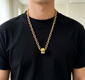 Gucci GG Barrel Charm Gold Chain Necklace