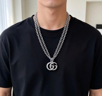 Gucci Interlocking GG Oversized Silver Pendant Necklace