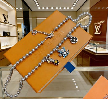 Louis Vuitton Pearl Monogram Charm Layered Necklace