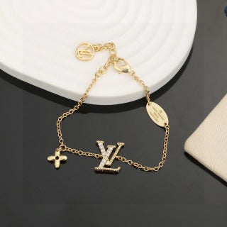Louis Vuitton Diamond Letter Charm Chain Bracelet