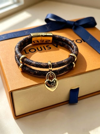 Louis Vuitton Monogram Leather Loop Charm Bracelet