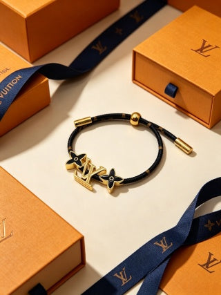 Louis Vuitton Eclipse Monogram Leather Wrap Bracelet