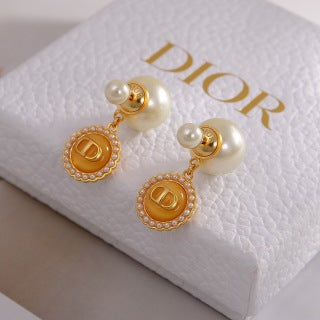 Dior Pearl Medallion Charm Earrings