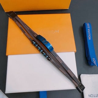 Louis Vuitton Ocean Blue Monogram Leather Multi-Layer Bracelet
