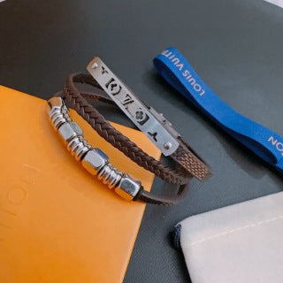 Louis Vuitton Monogram Braided Leather Multi-Layer Bracelet