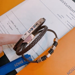 Louis Vuitton Monogram Braided Leather Cuff Bracelet