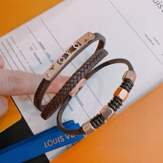 Louis Vuitton Monogram Braided Leather Cuff Bracelet