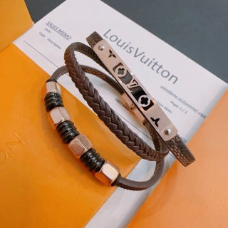 Louis Vuitton Monogram Braided Leather Cuff Bracelet