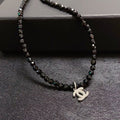 Chanel Black Crystal CC Beaded Necklace