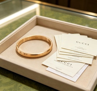 Gucci Minimalist Polished Gold Cuff Bangle Bracelet