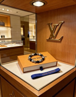 Louis Vuitton Obsidian Bead Monogram Bracelet