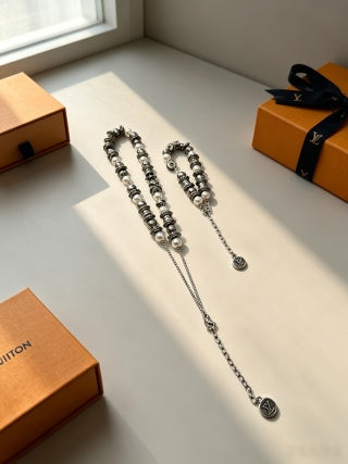 Louis Vuitton Pearl Monogram Layered Chain Necklace