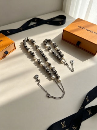 Louis Vuitton Pearl Monogram Layered Chain Necklace