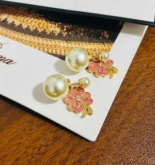 Dior Jardin Rose Pearl Stud Earrings