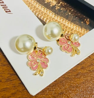 Dior Jardin Rose Pearl Stud Earrings