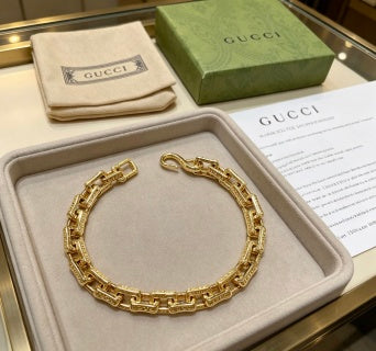 Gucci GG Geometric Link Gold Chain Bracelet
