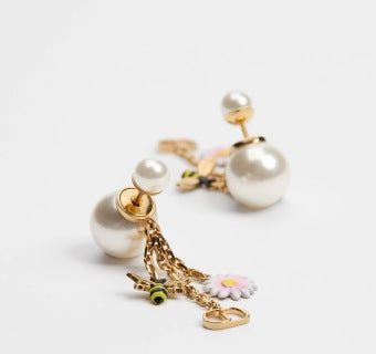 Dior Jardin Bee Pearl Drop Earrings
