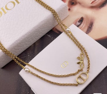 Dior Double Chain Logo Necklace