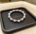 Gucci GG Pearl Bead Rose Gold Accent Bracelet