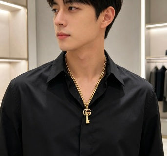 Gucci GG Key Pendant Gold Chain Necklace