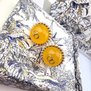 Dior Soleil Amber Pearl Stud Earrings