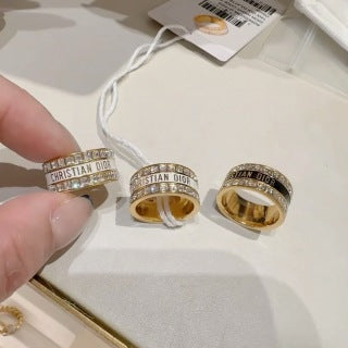 Dior Crystal Oblique Signature Band Ring