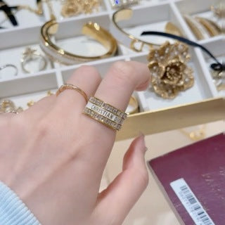 Dior Crystal Oblique Signature Band Ring
