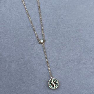 Dior Celestine Emerald Star Compass Pendant Necklace