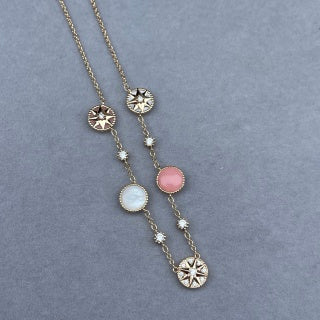 Dior Celestine Crystal Compass Charm Layered Necklace