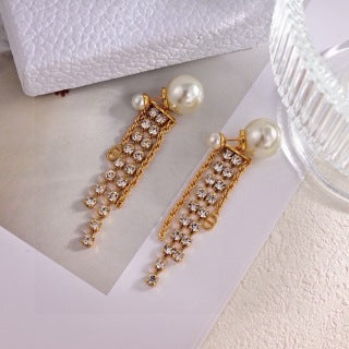 Dior Tribale Crystal Cascade Pearl Earrings