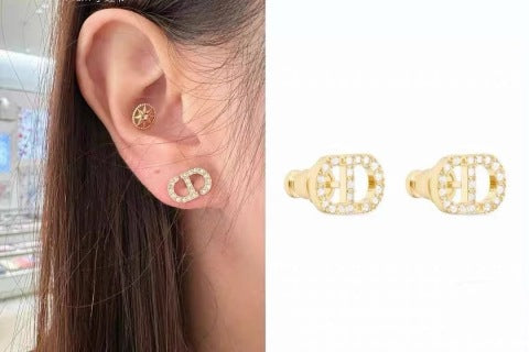 Dior CD Icon Pavé Crystal Stud Earrings