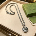 Gucci GG Circle Logo Silver Pendant Chain Necklace