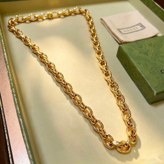 Gucci Interlocking Link Gold Chain Statement Necklace