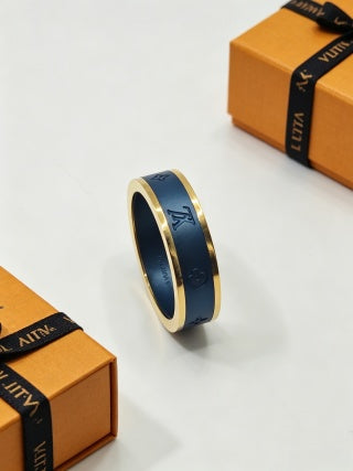 Louis Vuitton Midnight Monogram Edge Band Ring