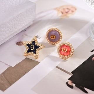 Dior Tribale Mini Medallion Charm Stud Earrings