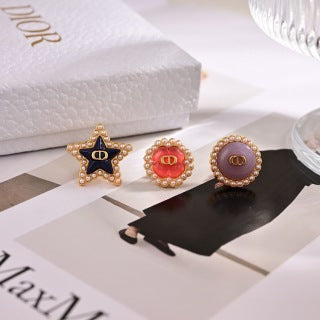 Dior Tribale Mini Medallion Charm Stud Earrings