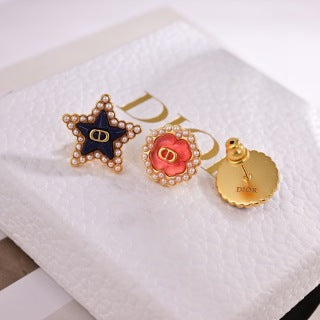 Dior Tribale Mini Medallion Charm Stud Earrings