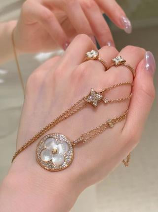 Louis Vuitton Pearl Bloom Medallion Layered Necklace